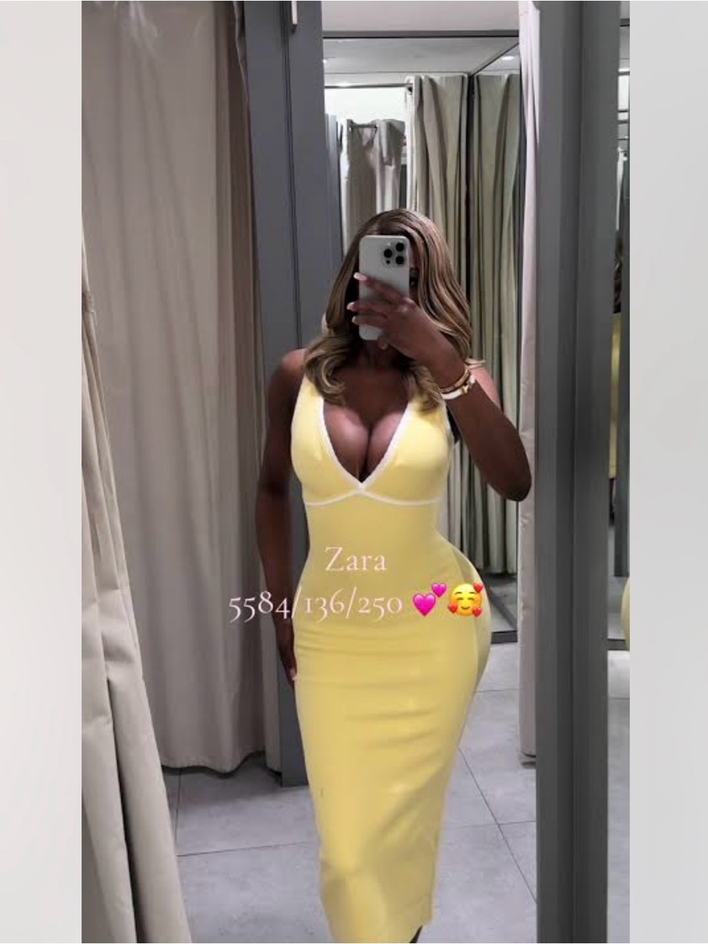 ZARA Sculpting fabric yellow bodycon dress with contrasting trim - Picture 10 of 15